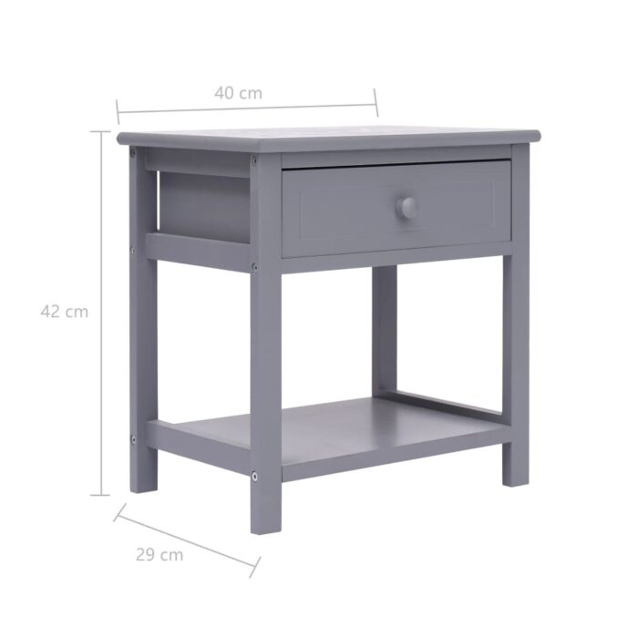 Table de chevet Gris 40x29x42 cm Bois de Paulownia – Image 5