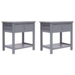 Tables de chevet 2 pcs Gris 40x29x42 cm Bois de Paulownia