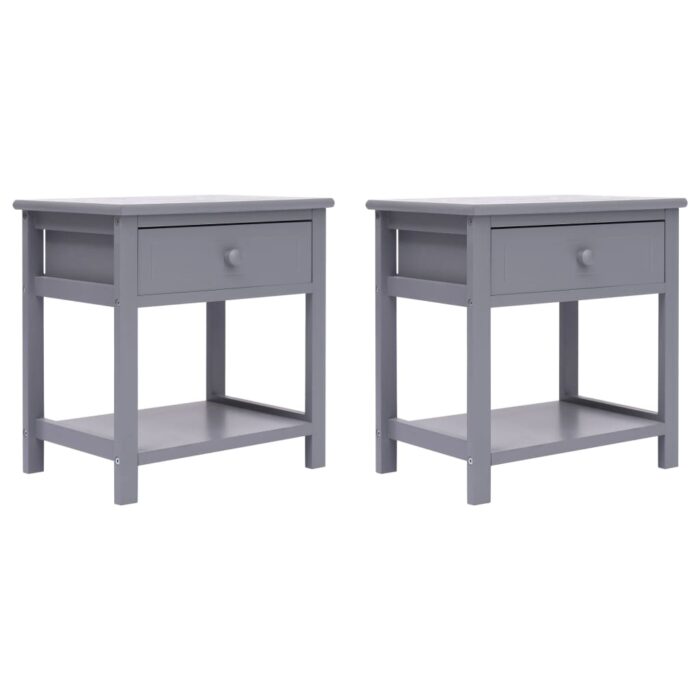 Tables de chevet 2 pcs Gris 40x29x42 cm Bois de Paulownia – Image 1
