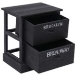 2 pcs Tables de chevet Noir 38x28x45 cm Bois de Paulownia – Image 3