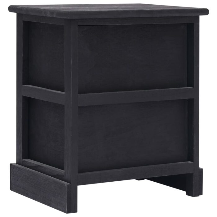 2 pcs Tables de chevet Noir 38x28x45 cm Bois de Paulownia – Image 4