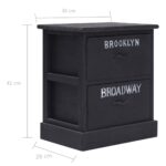 2 pcs Tables de chevet Noir 38x28x45 cm Bois de Paulownia – Image 6