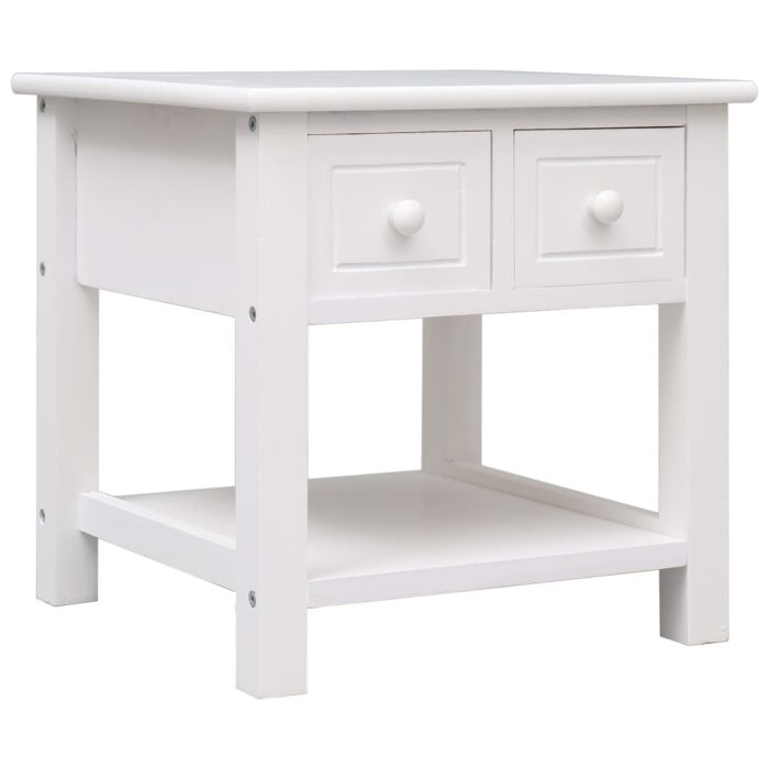 Table d'appoint Blanc 40x40x40 cm Bois de Paulownia – Image 1