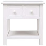 Table d'appoint Blanc 40x40x40 cm Bois de Paulownia – Image 3