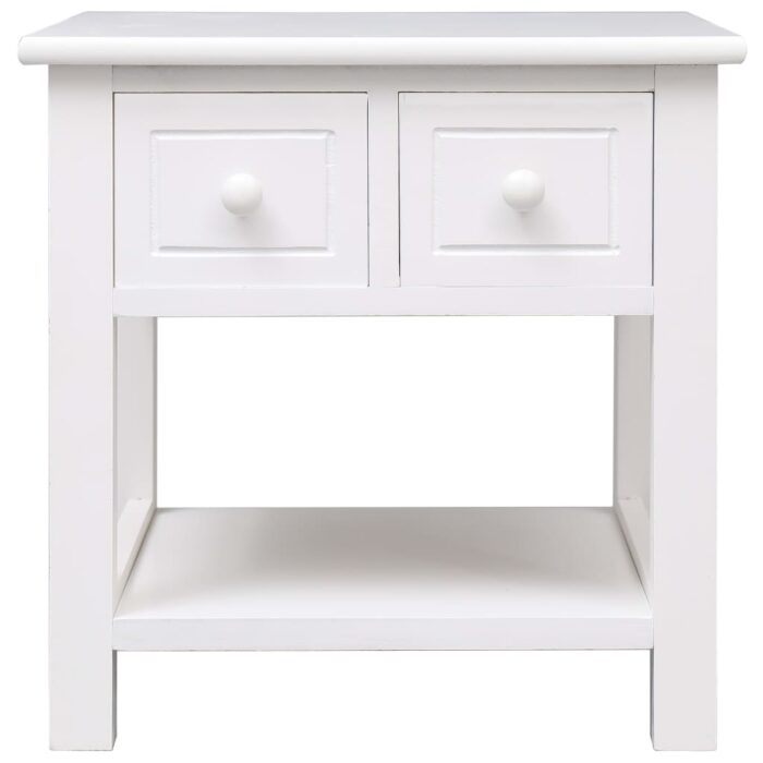 Table d'appoint Blanc 40x40x40 cm Bois de Paulownia – Image 3