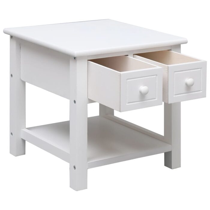Table d'appoint Blanc 40x40x40 cm Bois de Paulownia – Image 5