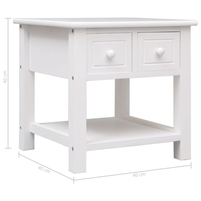 Table d'appoint Blanc 40x40x40 cm Bois de Paulownia – Image 7