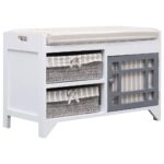 Banc d'entrée Blanc 70 x 33,5 x 45 cm Bois de Paulownia