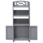 Armoire de salle de bain Gris 46x24x116 cm Bois de Paulownia – Image 3