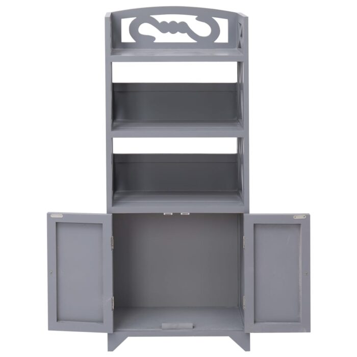 Armoire de salle de bain Gris 46x24x116 cm Bois de Paulownia – Image 3