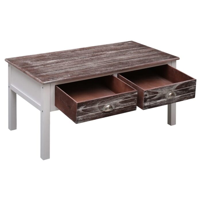 Table basse Marron 100x50x45 cm Bois – Image 3
