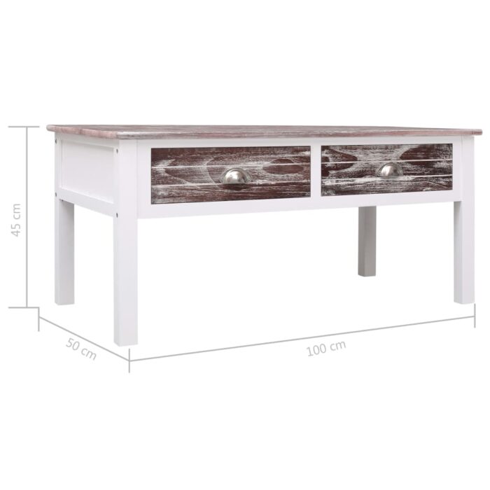 Table basse Marron 100x50x45 cm Bois – Image 7