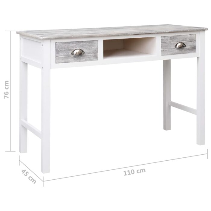 Bureau Gris 110x45x76 cm Bois – Image 7