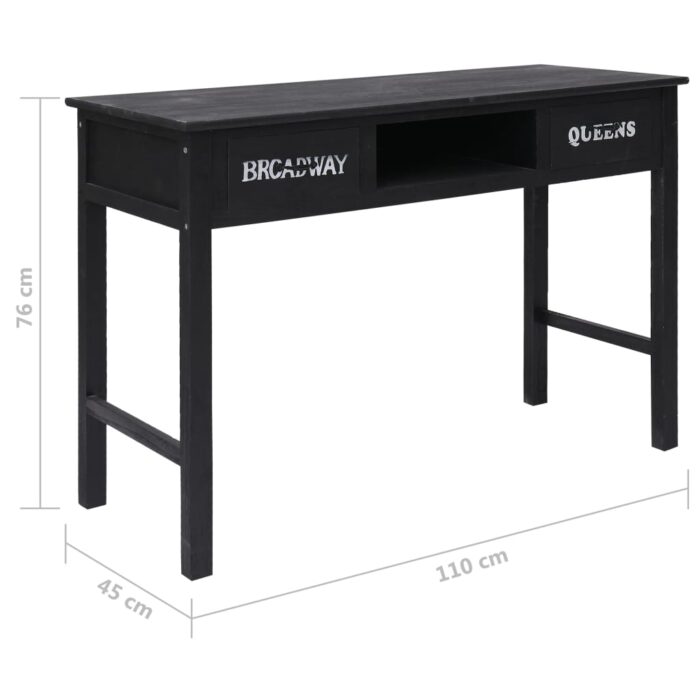 Table console Noir 110x45x76 cm Bois – Image 8