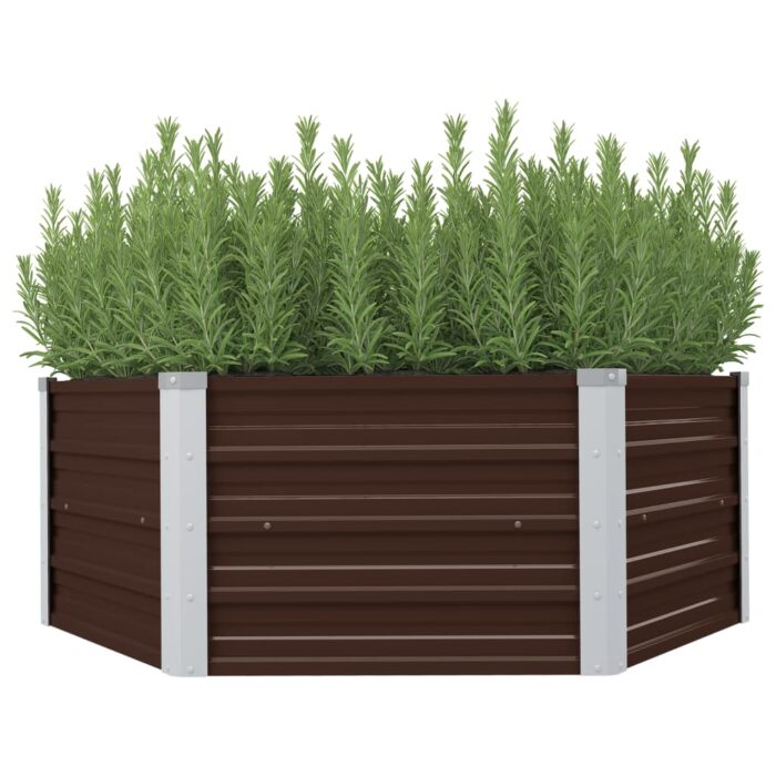 Jardinière surélevée Marron 129x129x46 cm Acier galvanisé – Image 1