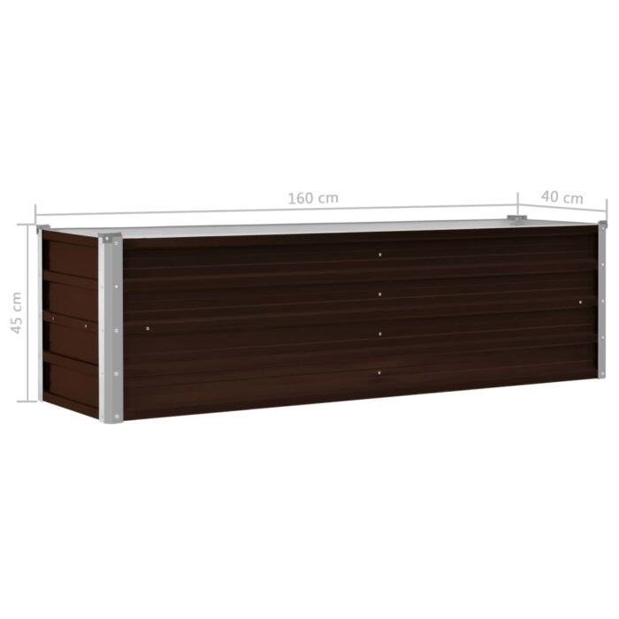 Lit surélevé de jardin Marron 160x40x45 cm Acier galvanisé – Image 6