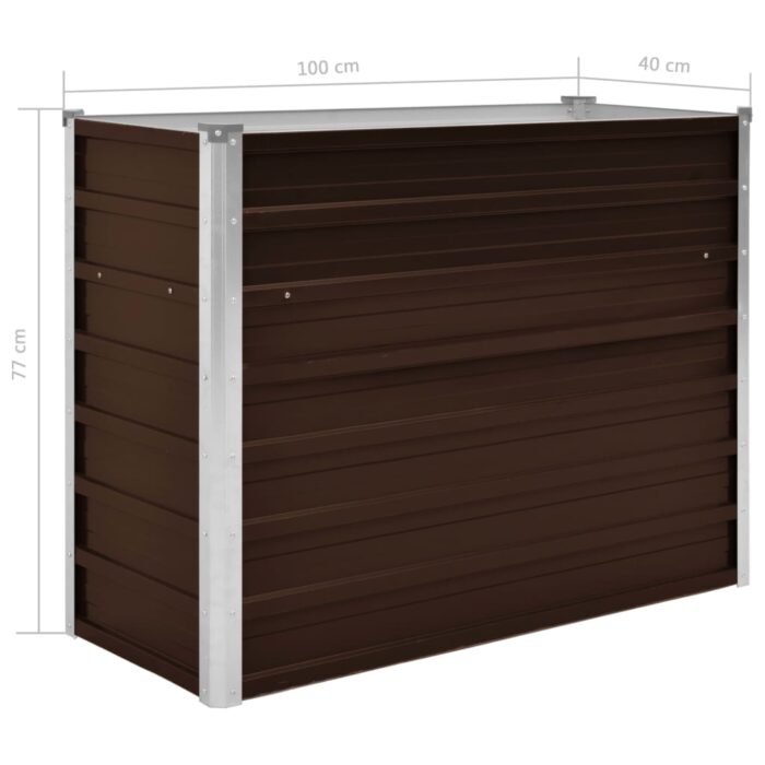 Lit surélevé de jardin Marron 100x40x77 cm Acier galvanisé – Image 6
