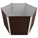 Lit surélevé de jardin Marron 129x129x77 cm Acier galvanisé – Image 3