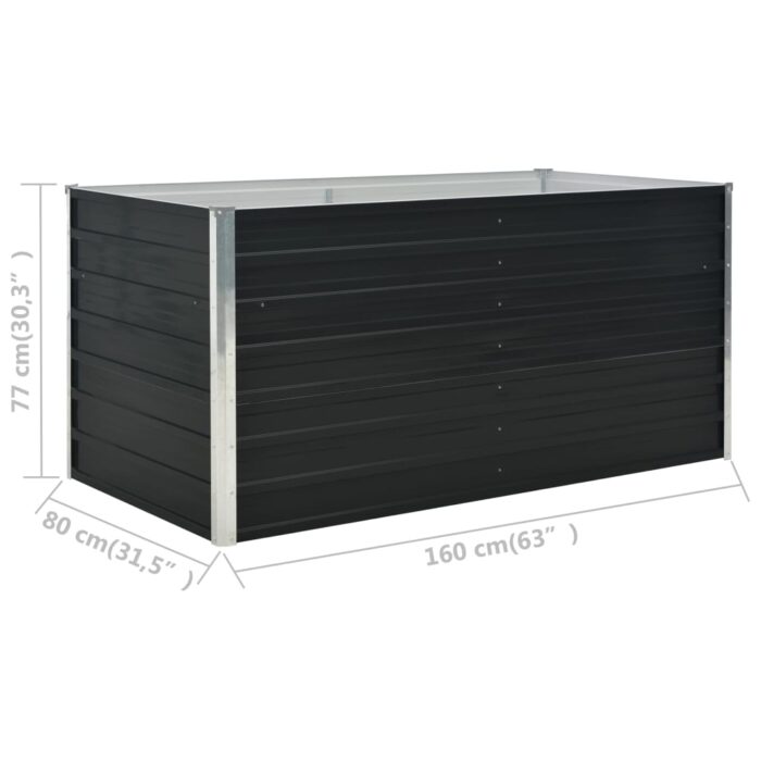 Jardinière surélevée Anthracite 160x80x77 cm Acier galvanisé – Image 6