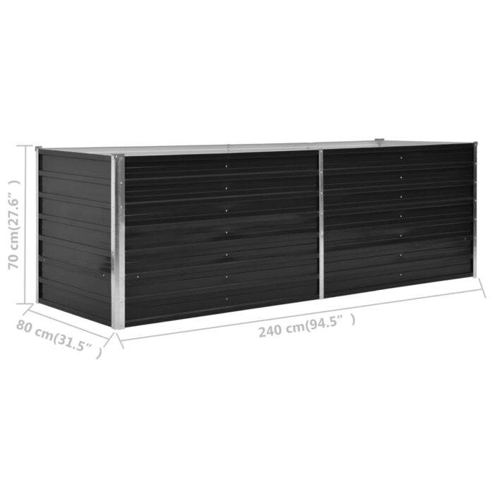 Lit surélevé de jardin Anthracite 240x80x77 cm Acier galvanisé – Image 6