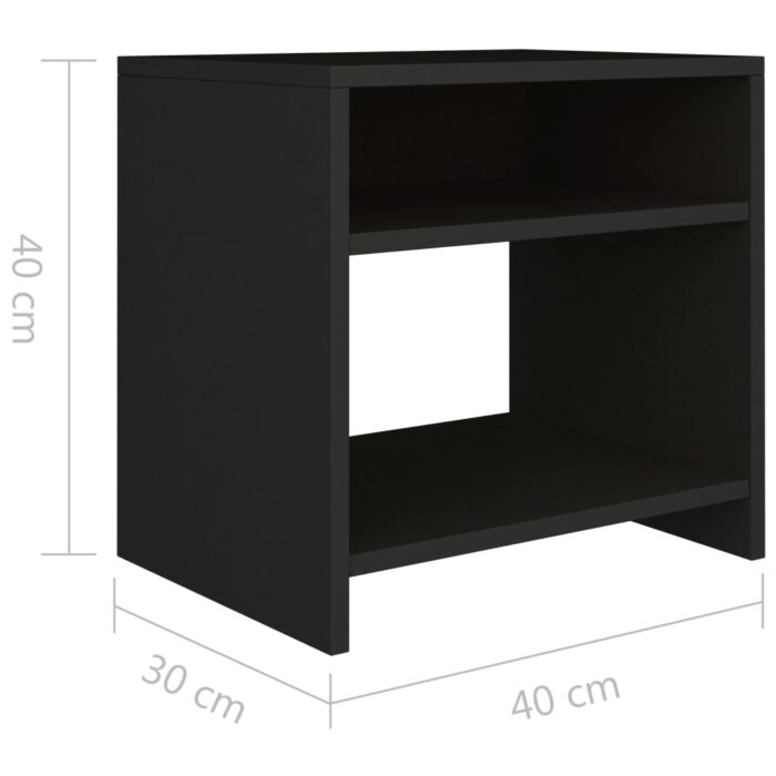 Table de chevet Noir 40x30x40 cm Bois d'ingénierie – Image 4