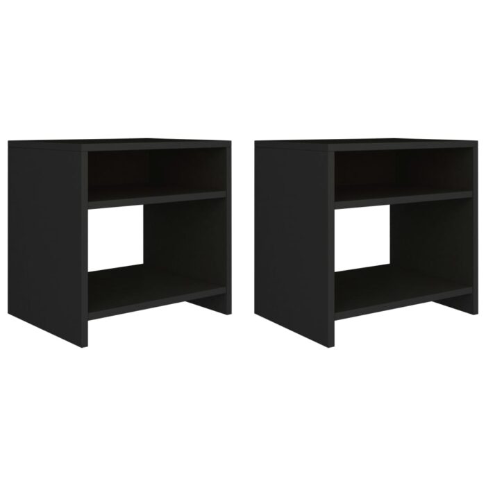 Tables de chevet 2 pcs Noir 40x30x40 cm Bois d'ingénierie – Image 1