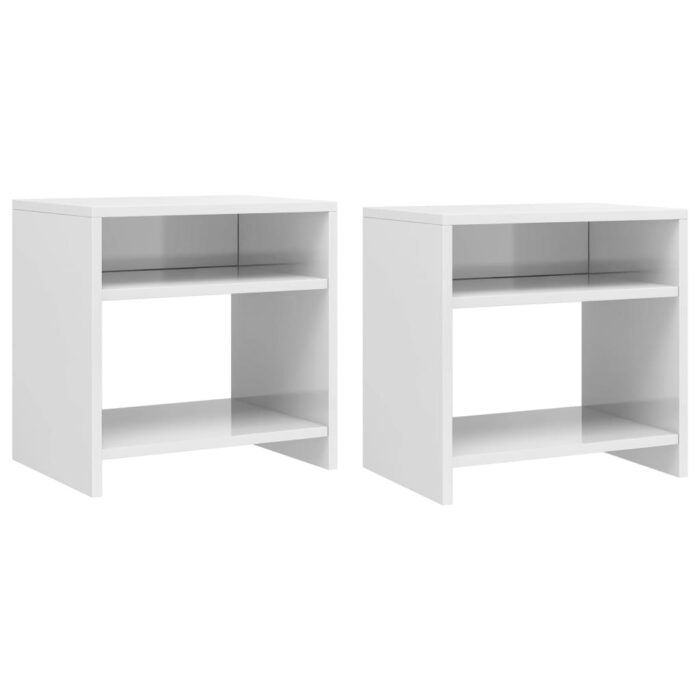 Tables de chevet 2pcs Blanc brillant 40x30x40cm bois ingénierie – Image 1