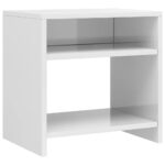 Tables de chevet 2pcs Blanc brillant 40x30x40cm bois ingénierie – Image 3
