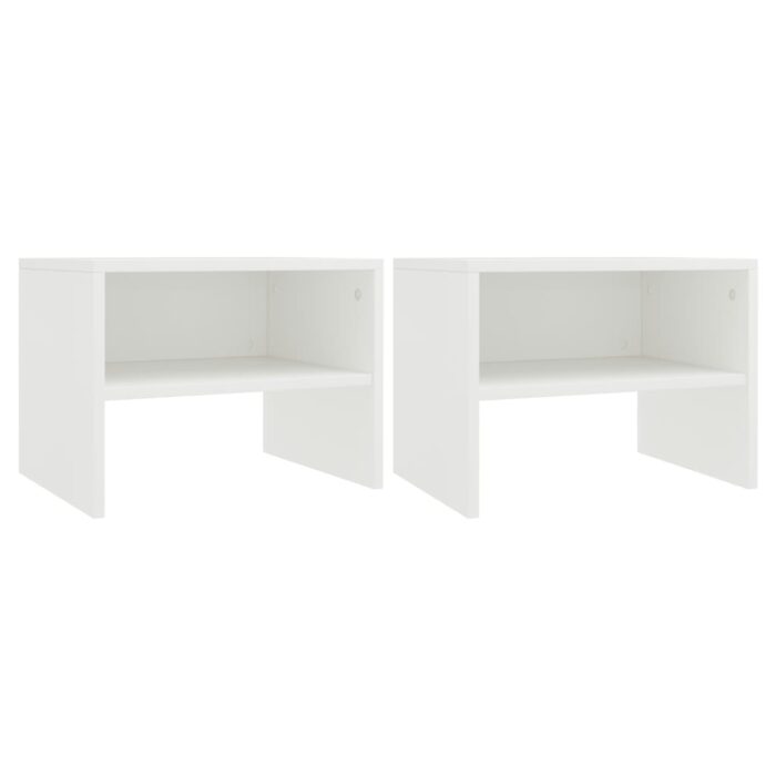 Tables de chevet 2 pcs Blanc 40x30x30 cm Bois d'ingénierie – Image 1