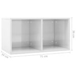Boîte de rangement de vinyles Blanc brillant 71x34x36 cm – Image 4