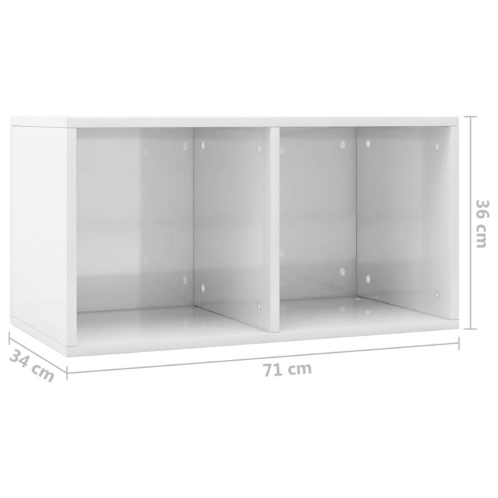 Boîte de rangement de vinyles Blanc brillant 71x34x36 cm – Image 4
