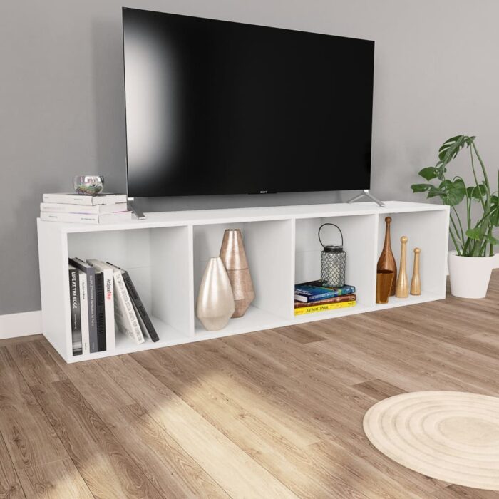 Bibliothèque/Meuble TV Blanc 36x30x143 cm Bois d'ingénierie – Image 2