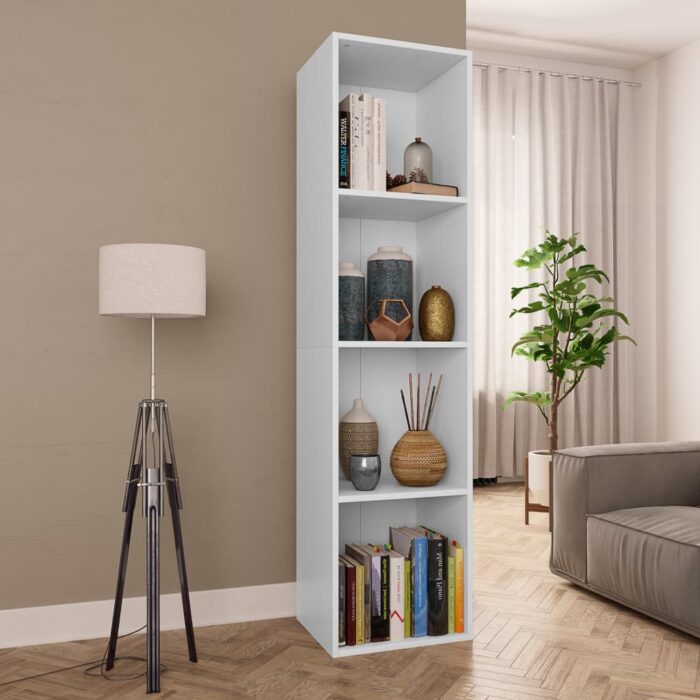 VXL8719883673059_m_en_hd_1.jpg Bibliothèque/Meuble TV Blanc 36x30x143 cm Bois d'ingénierie – Image 1