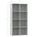 Bibliothèque/Buffet Gris béton 66x30x130 cm Bois d’ingénierie – Image 9