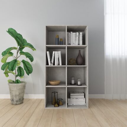 Bibliothèque/Buffet Gris béton 66x30x130 cm Bois d’ingénierie