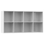 Bibliothèque/Buffet Blanc brillant 66x30x130 cm Bois ingénierie – Image 6