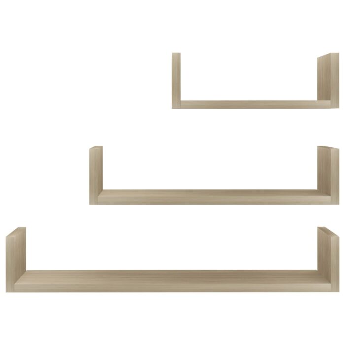 Étagères murales 3 pcs Chêne sonoma Bois d'ingénierie – Image 2