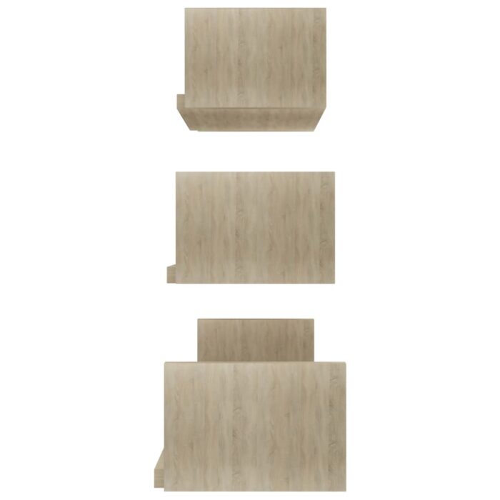 Étagères murales 3 pcs Chêne sonoma Bois d'ingénierie – Image 3