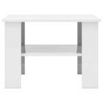 Table basse Blanc brillant 60x60x42 cm Bois d’ingénierie – Image 2