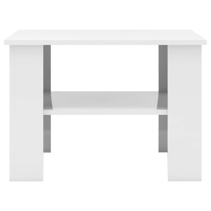 Table basse Blanc brillant 60x60x42 cm Bois d’ingénierie – Image 2