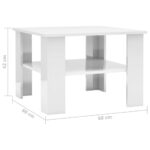 Table basse Blanc brillant 60x60x42 cm Bois d’ingénierie – Image 3