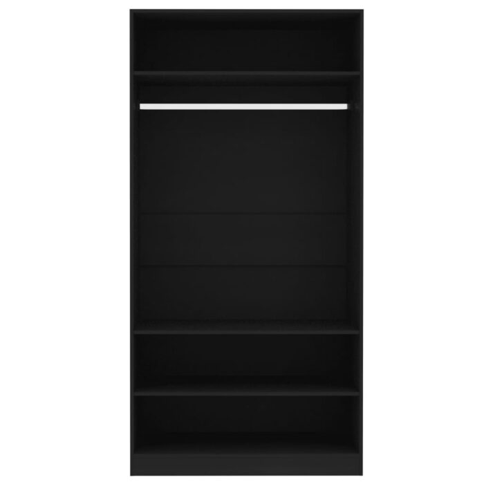 Garde-robe Noir 100 x 50 x 200 cm Bois d'ingénierie – Image 3