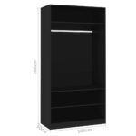 Garde-robe Noir 100 x 50 x 200 cm Bois d'ingénierie – Image 5