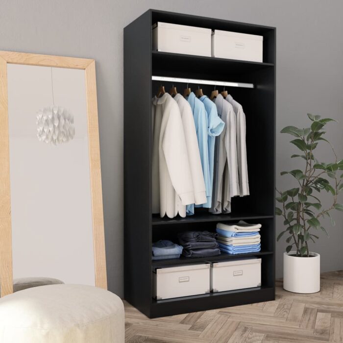 Garde-robe Noir 100 x 50 x 200 cm Bois d'ingénierie – Image 1