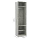 Garde-robe Gris béton 50x50x200 cm Bois d'ingénierie – Image 5