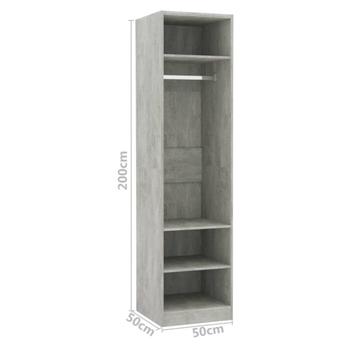 Garde-robe Gris béton 50x50x200 cm Bois d'ingénierie – Image 5