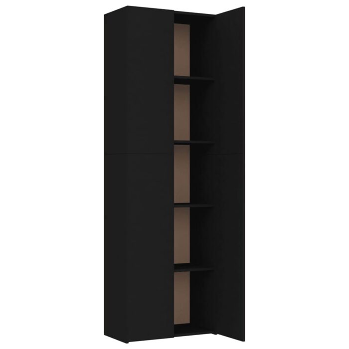 Armoire de bureau Noir 60x32x190 cm Bois d'ingénierie – Image 3