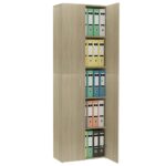 Armoire de bureau Chêne sonoma 60x32x190 cm Bois d'ingénierie – Image 2