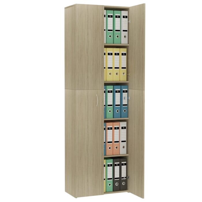 Armoire de bureau Chêne sonoma 60x32x190 cm Bois d'ingénierie – Image 6