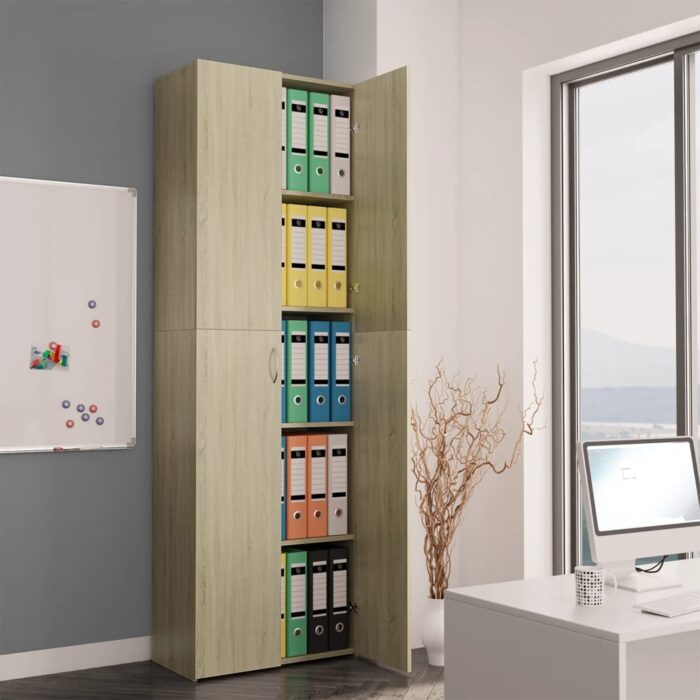 Armoire de bureau Chêne sonoma 60x32x190 cm Bois d'ingénierie – Image 1